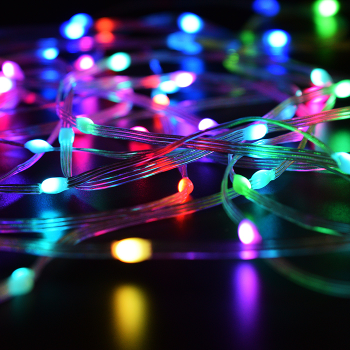 Электрогирлянда светодиодная Роса, 10м, пульт, USB, цветная