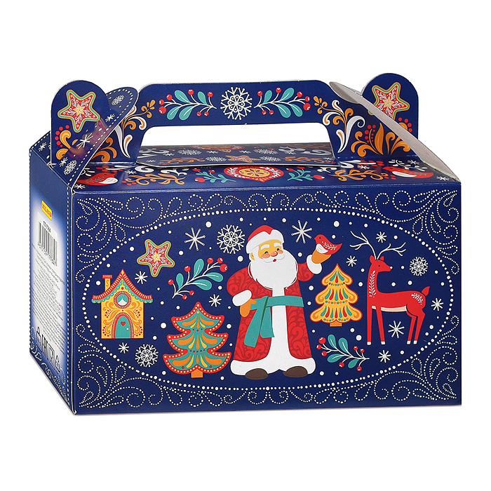 Коробка для конфет Сундучок Дедушка Мороз и лесные звери 500г "Собственная разработка" 