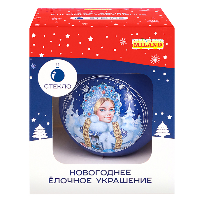 Новогоднее украшение. Елочный стеклянный шар  "Зимняя красавица" 6см 