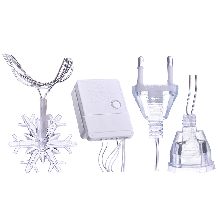 Электрогирлянда Снежинка, 9м, 100 ламп, цветная