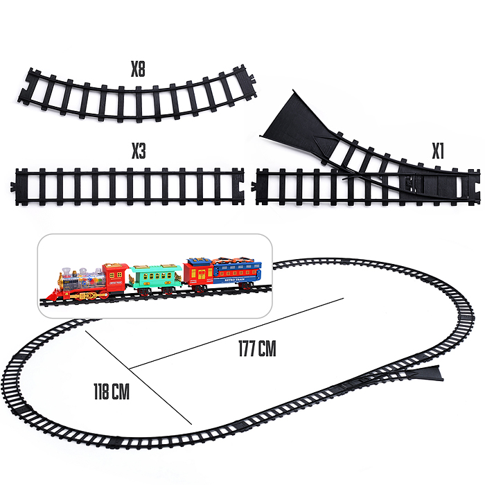 Фото к товару Железная дорога UT0205 2 в 1 "Ретро поезд" с подсветкой и эффектом дыма, в коробке Железная дорога UT0205 2 в 1 "Ретро поезд" с подсветкой и эффектом дыма, в коробке