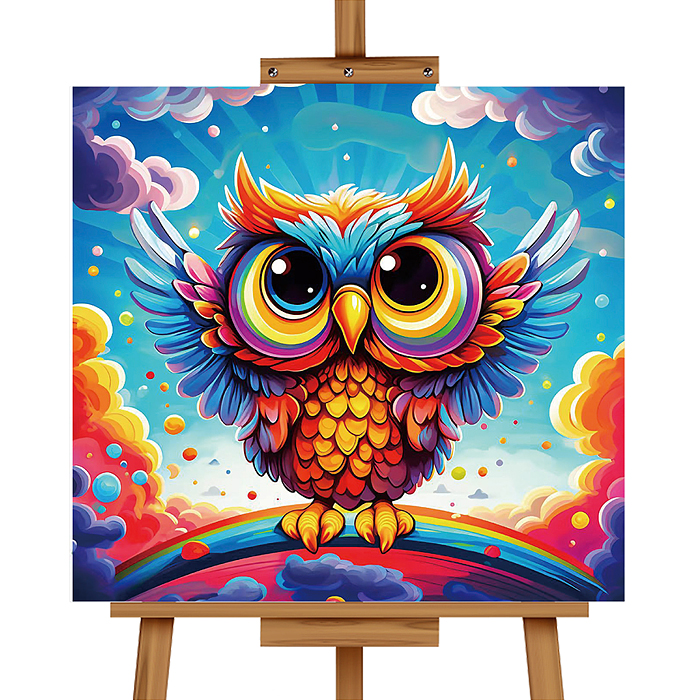 Фото к товару Мозаика алмазная MKA2020-13 "Радужная сова" 20*20см. Мозаика алмазная MKA2020-13 "Радужная сова" 20*20см.