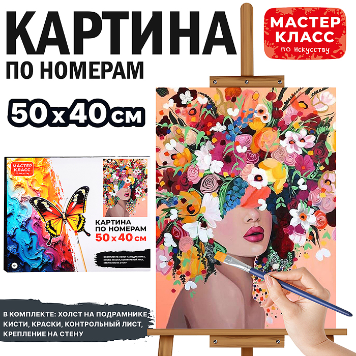 Набор для рисования MKR5040-41 "Картина по номерам 50х40 см. Девушка с букетом"