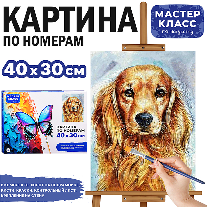 Набор для рисования MKR4030-30 "Картина по номерам 30х40 см. Спаниель" 