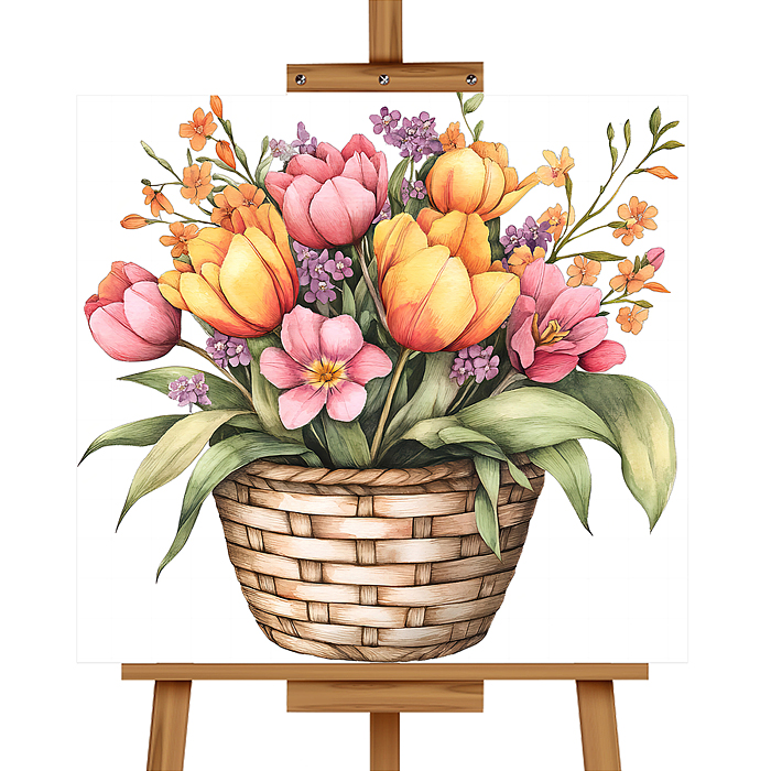 Фото к товару Мозаика алмазная MKA2020-11 "Корзина цветов" 20*20см. Мозаика алмазная MKA2020-11 "Корзина цветов" 20*20см.