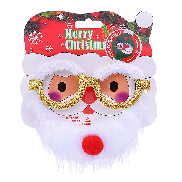 Очки карнавальные S2313 "Дедушка Мороз" в пакете