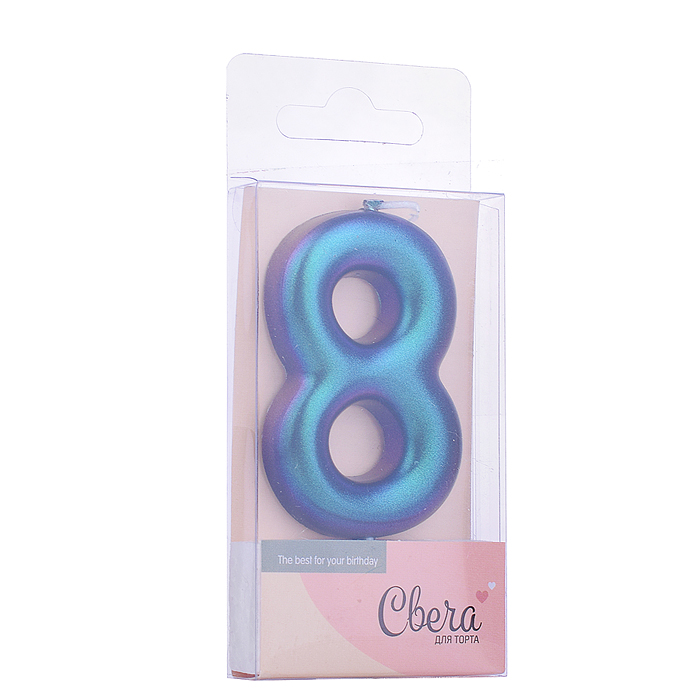 Свеча Цифра, 8, Фантом, Хамелеон, 4*6 + 2,5 см, 1 шт. с держат.