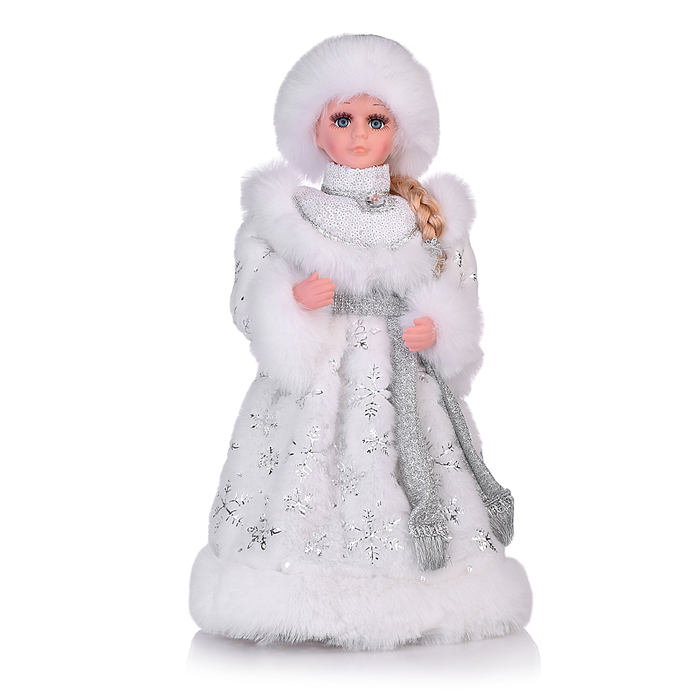 Сувенир музыкальный "Внучка деда мороза в белой шубе с поясом" с мелодией, 40 см 