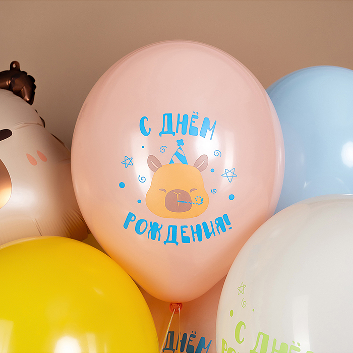 Фото к товару Шар (12''/30 см) Капибары, С Днем Рождения!, Ассорти, пастель, 2 ст, 25 шт. Шар (12''/30 см) Капибары, С Днем Рождения!, Ассорти, пастель, 2 ст, 25 шт.