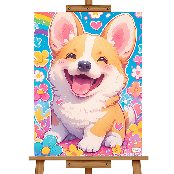 Мозаика алмазная MKA3020-10 "Довольный корги" 20*30см.