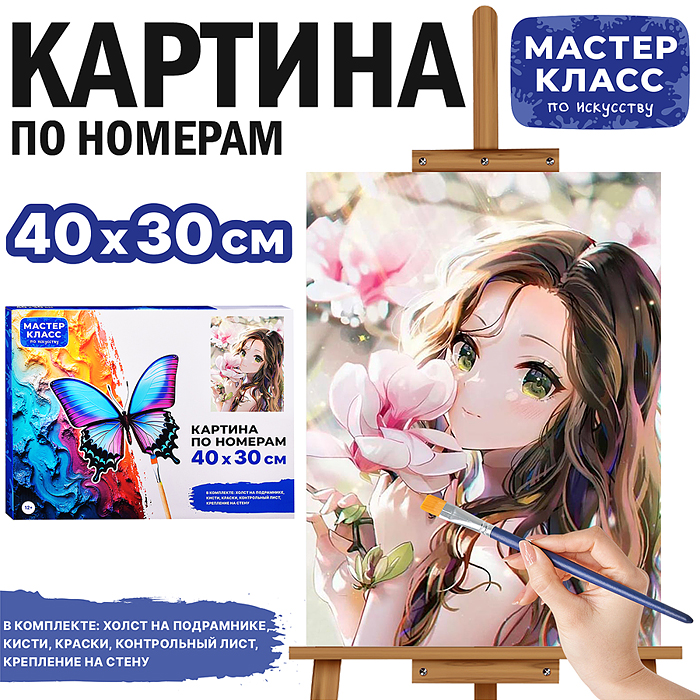 Набор для рисования MKR4030-42 "Картина по номерам 30х40 см. Милая девушка" 