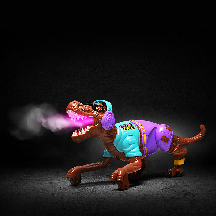 Динозавр UT0251 "Хип хоп" р/у (ходит, распыляет пар) в коробке