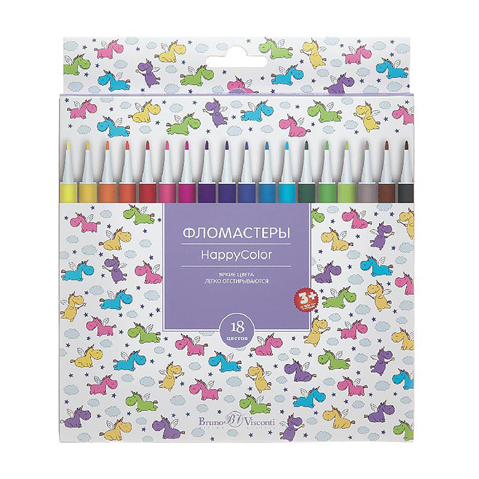 Фломастеры 18 цв. "Happycolor" 2 вида