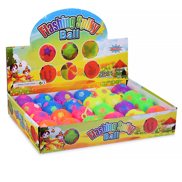 Мяч-ежик 00-1172 "Веселые кружочки" со светом, (6,5см) в коробке