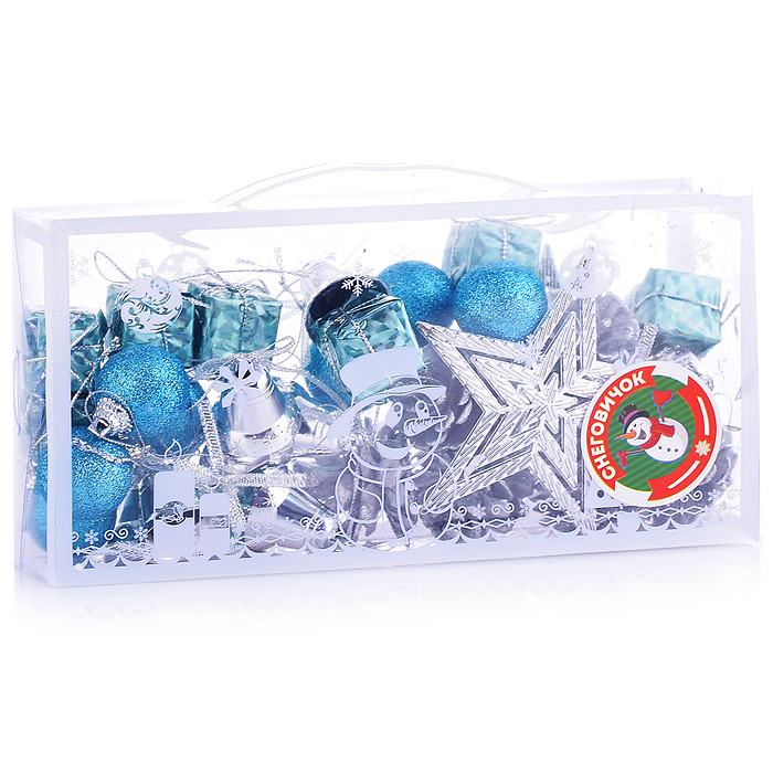 Набор новогодних украшений S1028 "Снежное великолепие" (34шт*3см) 