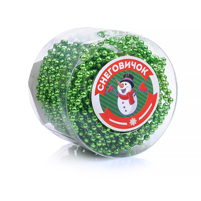 Новогоднее украшение S0973-2 "Бусы" зеленые, 10м, в банке