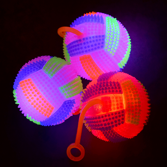 Мяч-ежик 00-1173 "Цветные полоски" со светом, (6,5см) в коробке