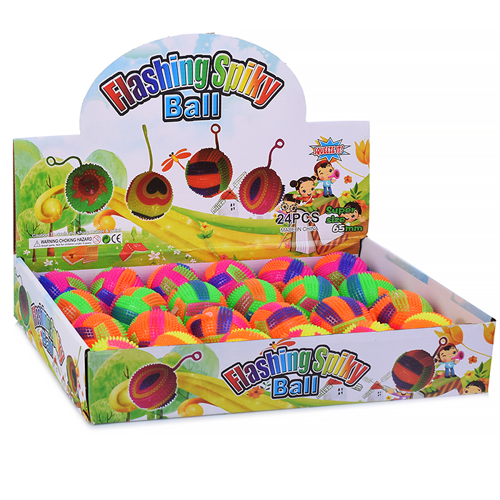 Мяч-ежик 00-1173 "Цветные полоски" со светом, (6,5см) в коробке