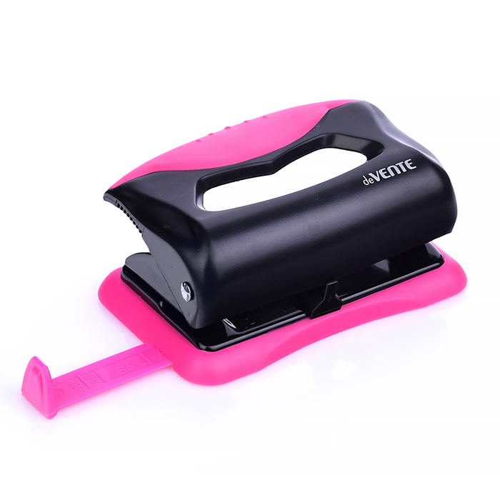 Дырокол "MonoChrome" (10 листов) пластиковый с каучуковой вставкой, с линейкой, в картонной