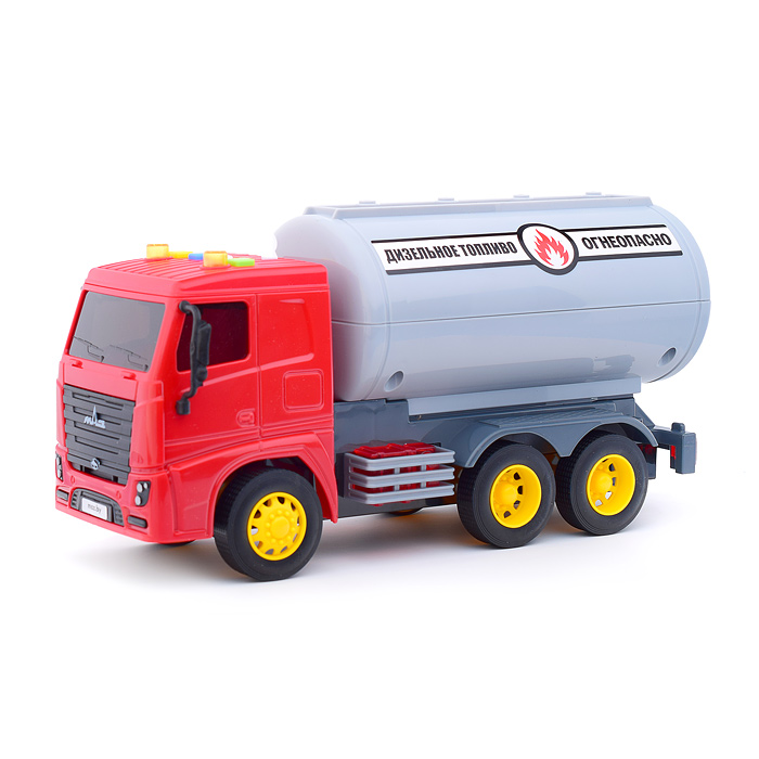 Фото к товару МАЗ, автомобиль с цистерной инерционный (со светом и звуком) (в коробке) МАЗ, автомобиль с цистерной инерционный (со светом и звуком) (в коробке)