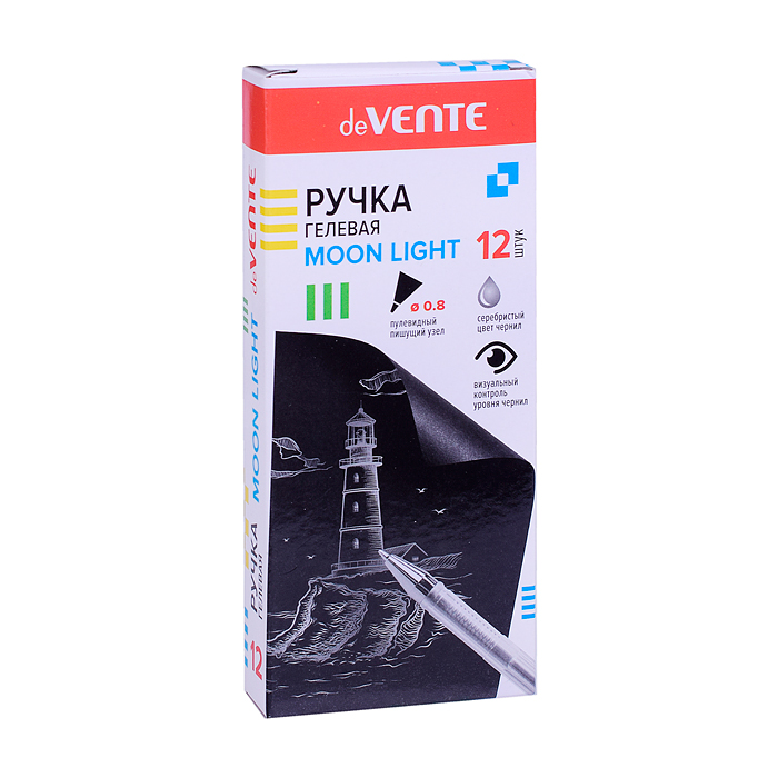 Фото к товару Ручка гелевая "Moonlight" d=0,8 мм, серебристые чернила с эффектом Highlighter, для рисован Ручка гелевая "Moonlight" d=0,8 мм, серебристые чернила с эффектом Highlighter, для рисован