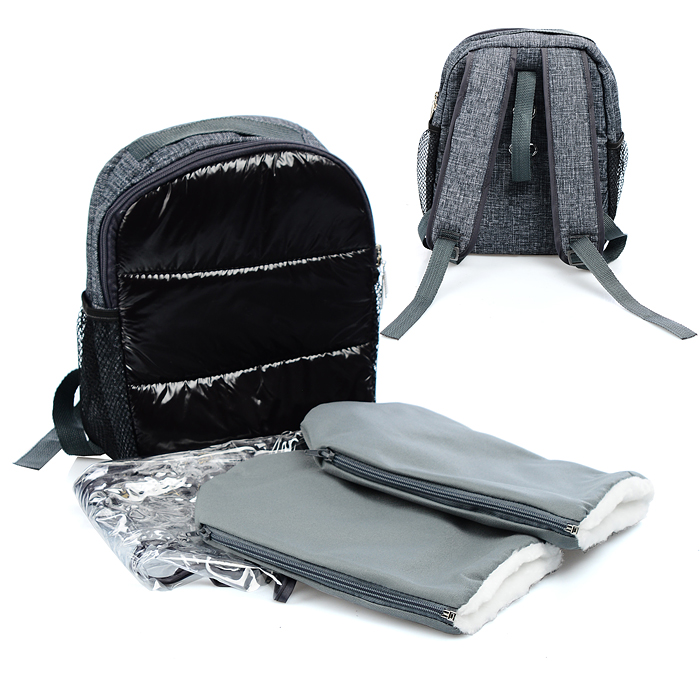 Санки-коляска "Glory gloss" (черный крупный лен) 