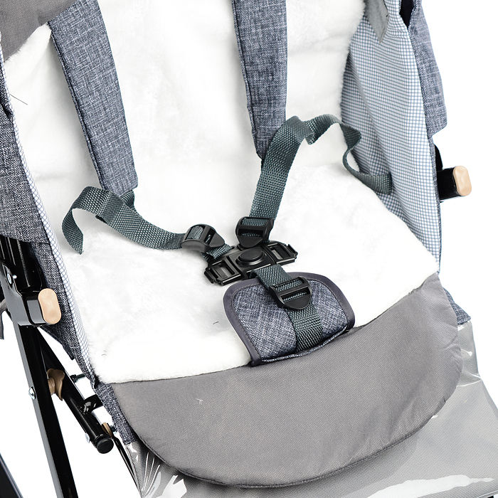 Санки-коляска "Glory gloss" (черный крупный лен) 