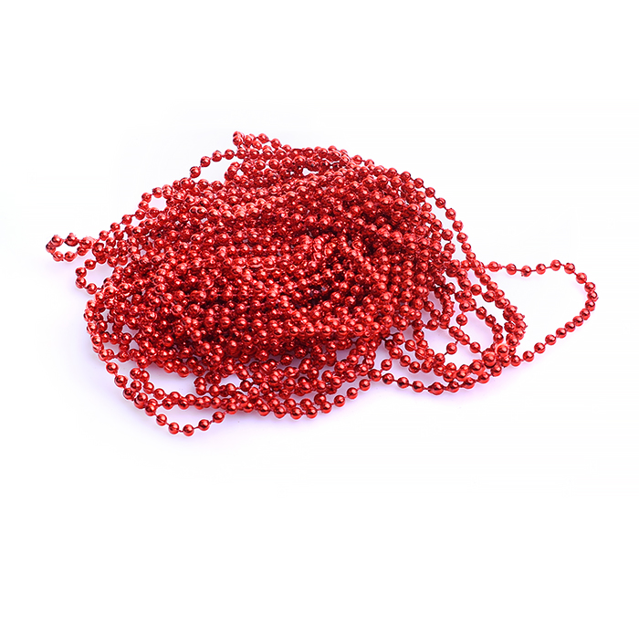 Новогоднее украшение S0973-4 "Бусы" красные, 10м, в банке