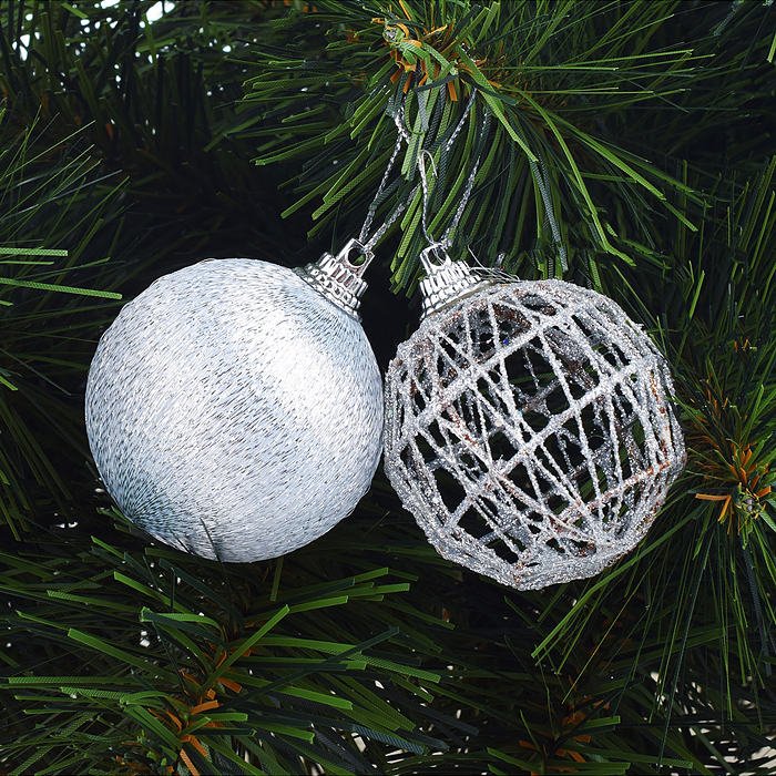 Набор новогодних украшений S0121-4 "Праздничное настроение-3" серебро (20 шт.) в коробке