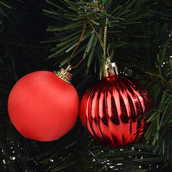 Набор новогодних украшений S0121-1 "Праздничное настроение" (20 шт.) красные, в коробке