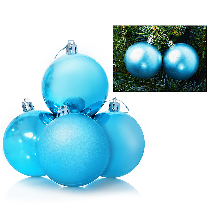 Набор шаров S0722 "С Новым годом!" (6шт.6см.) голубой, в пакете