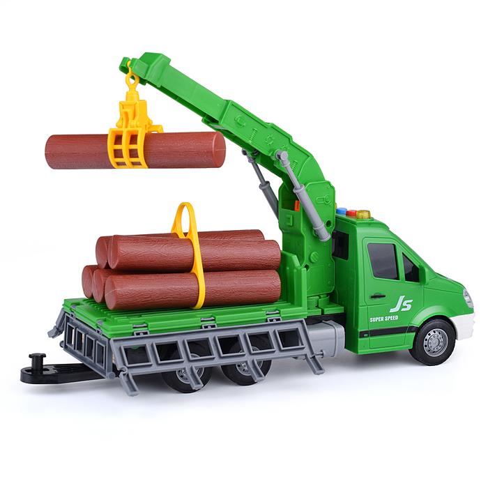 Машина JS155A "Лесовоз" на батарейках, в коробке