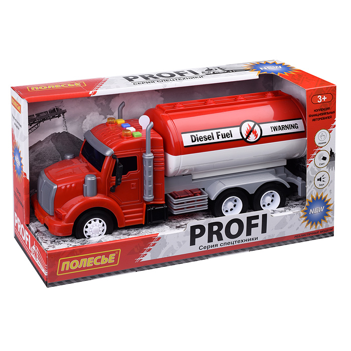 Автомобиль с цистерной "Профи" инерционный (со светом и звуком) красный