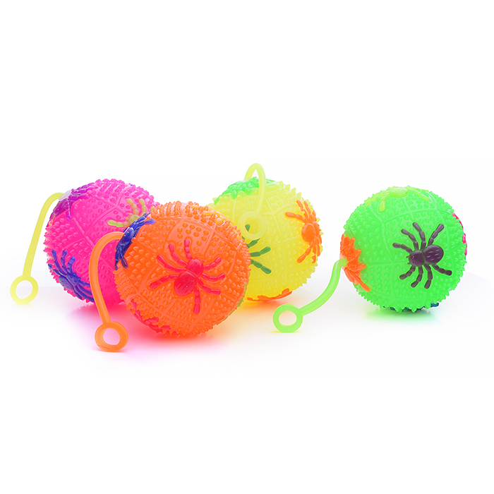 Мяч-ежик 00-1390 "Паучки" со светом, (7,5 см) в коробке