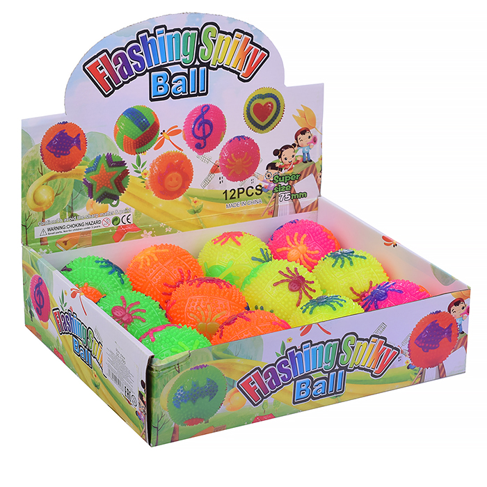 Мяч-ежик 00-1390 "Паучки" со светом, (7,5 см) в коробке