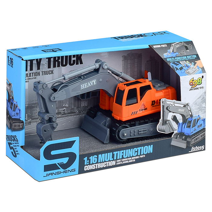 Машина JS113A "Бур" оранжевый, световые эффекты, в коробке