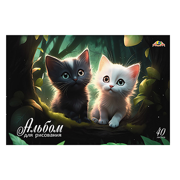 Альбом для рисования 40л. "Лесные малыши" скоба, по сериям 