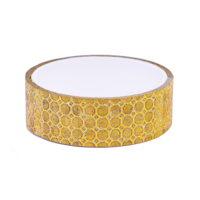 Клейкая лента декоративная блестящая с рисунком, полиэтиленовая основа 13 мкм, 15 ммx3 м, 