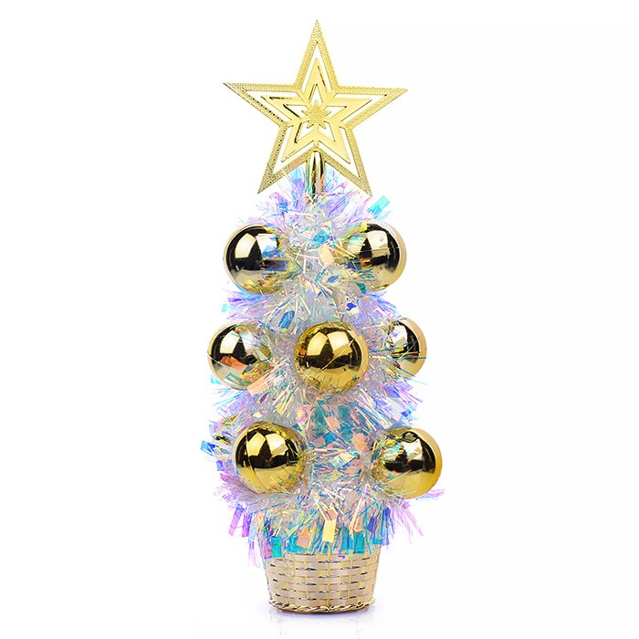 Ель сувенирная, со светом S0934-1 золотые шары, (30см)
