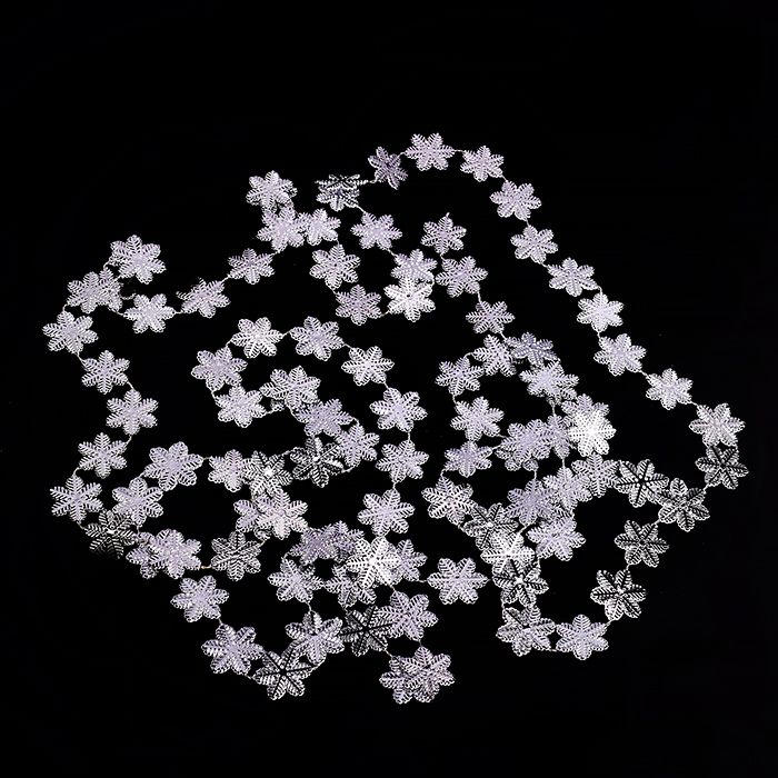 Новогоднее украшение S0978 "Бусы снежинки" серебро, 2,7м, в пакете