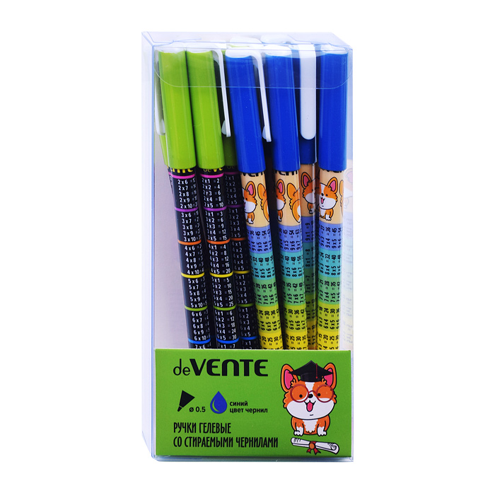 Ручка гелевая стираемая "Таблица Умножения" d=0,5 мм, 2 дизайна корпуса ассорти, с ластиком