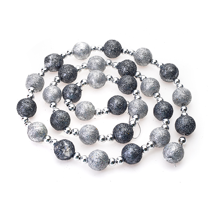 Новогоднее украшение S1766 "Бусы" шарики 120см (серый-серебо)