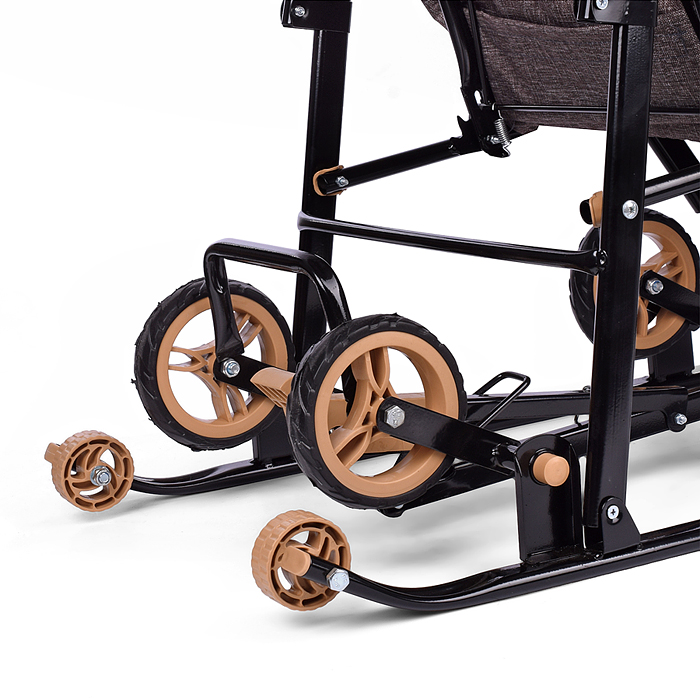 Санки-коляска "Glory gloss" (лён коричневый крупный) 