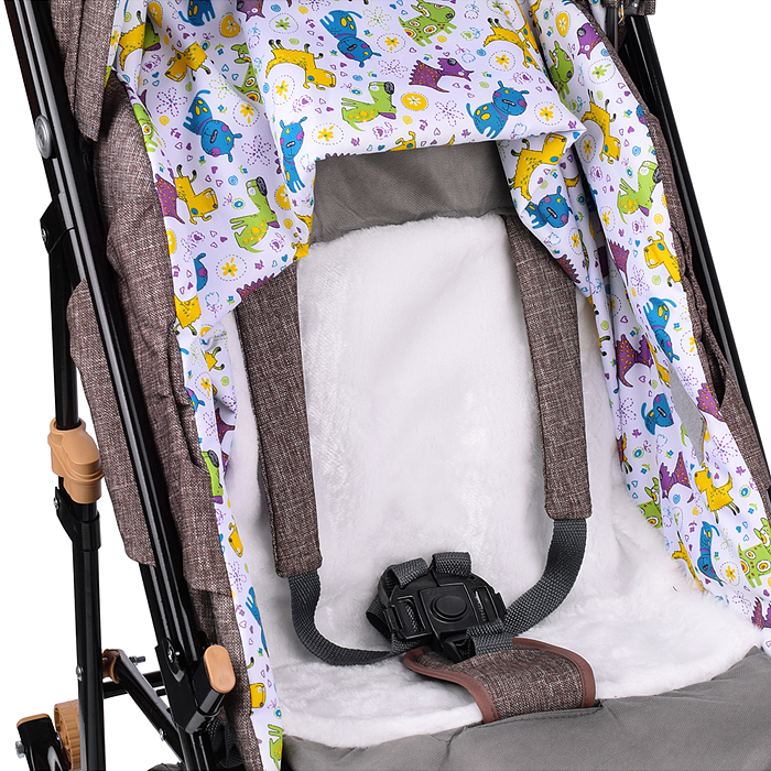 Санки-коляска "Glory gloss" (лён коричневый крупный) 