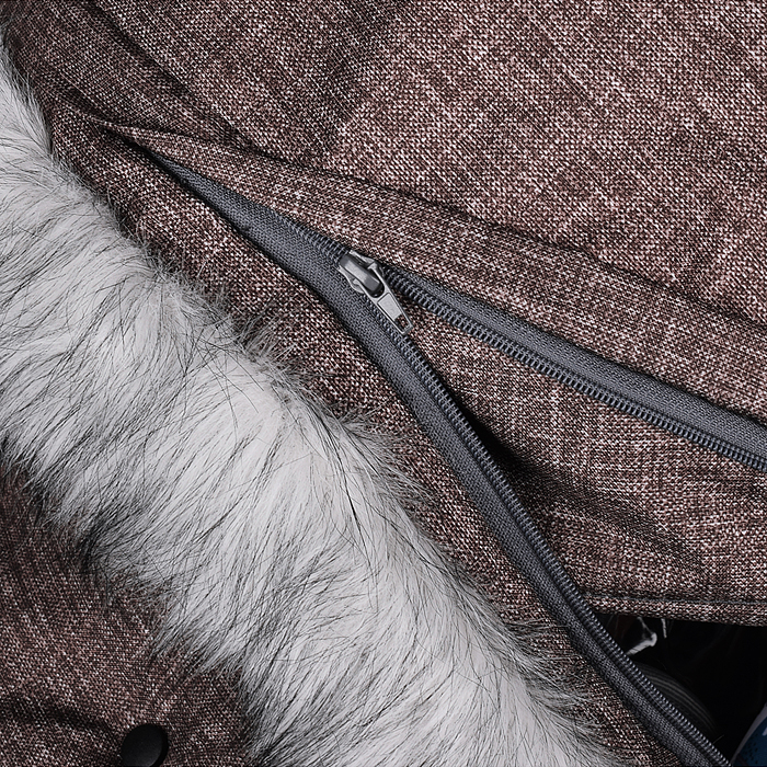 Санки-коляска "Glory gloss" (лён коричневый крупный) 