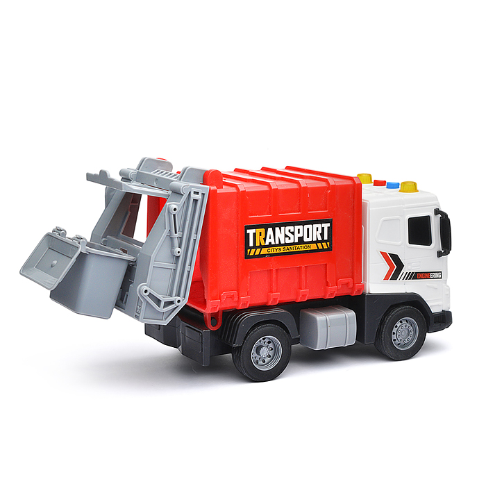 Машина JS175A "Мусоровоз" (свет, звук)  в коробке (красный)