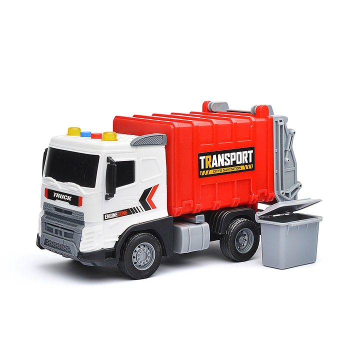 Машина JS175A "Мусоровоз" (свет, звук)  в коробке (красный)
