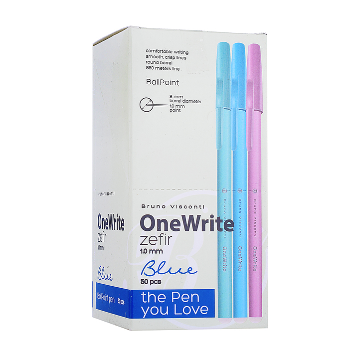 Ручка "OneWrite Zefir" шариковая 1.0 мм, синяя (3 цвета)