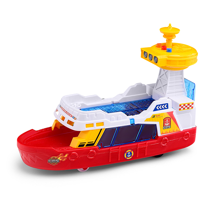 Катер JS160 "Гавань" на батарейках, с машинками, в коробке