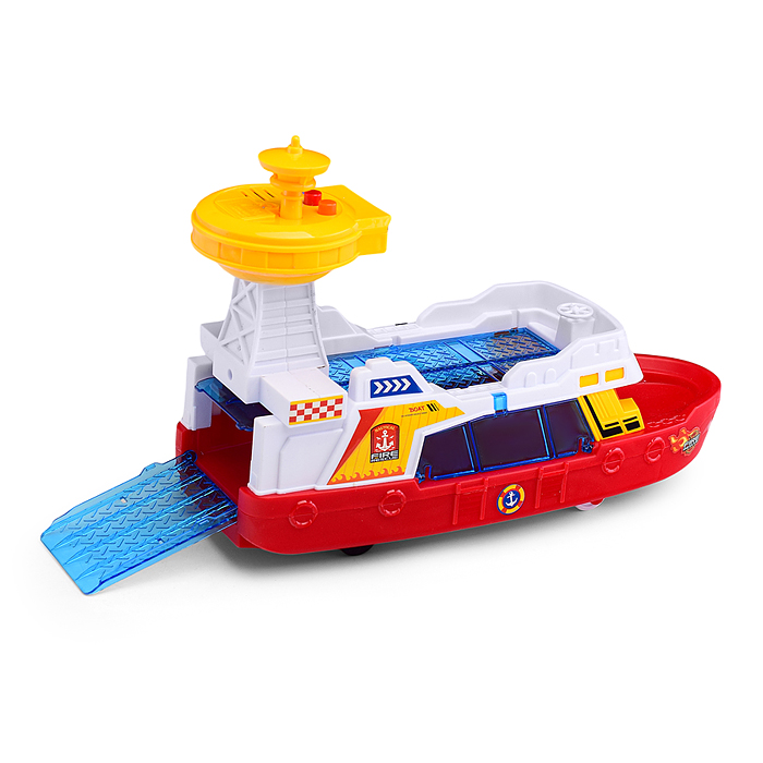 Катер JS160 "Гавань" на батарейках, с машинками, в коробке